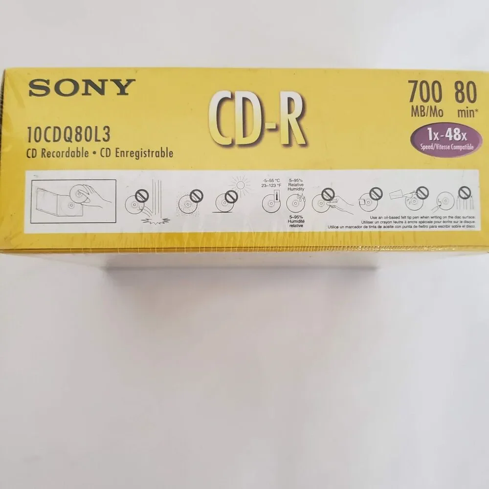 NEW!! (10) Pack Sony High Speed CD-R 700 MB 80-min 1x-48x Speed Slim Jewel Case